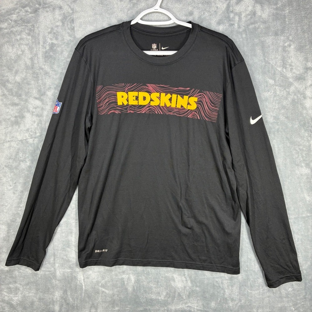 Nike NFL Washington Redskins Dri-Fit Long Sleeve Shirt Mens Medium Black Onfield